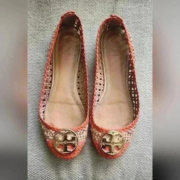 Tory Burch Shoes - Tory Burch Womens Chelsea Woven Cap-Toe Ballet Flats